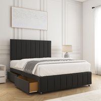 Sierra Plush Divan Bed Set 24"Headboard 2Drawers Same Side & Mattress Double