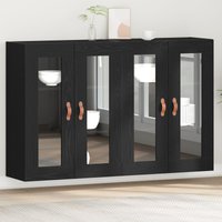 Wall Mounted Cabinet Set 2 oak Solid wood glass