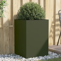 Berkfield Home Planter Olive Green 52x48x75 cm Steel | Size: 52 x 48 x 75 cm