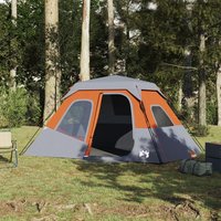 Berkfield Home Family Tent 6-Person Grey & Orange Quick Release Waterproof