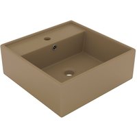 Berkfield Home Luxury Basin Overflow Square Matt Cream 41x41 cm Ceramic