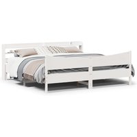 Berkfield Home Bed Frame with Headboard White 180x200 cm Super King Solid Wood Pine