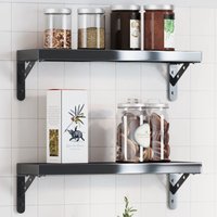 Berkfield Home Shelf Brackets 4 pcs 15x2.5x11.5 cm Black Stainless Steel