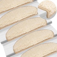 Berkfield Home Carpet Stair Treads 15 pcs Cream 65x21x4 cm | Size: Medium