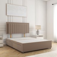 BSSPOKE Zarah Divan Bed Plush Velvet 2Drawers Same Side Headboard No Mattress in Bronze | Size: Small Double
