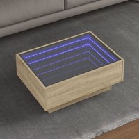 Berkfield Home Coffee Table with LED Sonoma Oak 70x50x30 cm Engineered Wood in Brown | Size: 70 x 50 x 30 cm