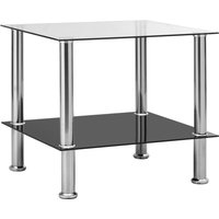 Berkfield Home Side Table Transparent 45x50x45 cm Tempered Glass in Clear | Size: 45 x 50 x 45 cm