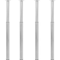 Berkfield Home Telescopic Table Legs 4 pcs Brushed Nickel 710 mm-1100 mm in Silver
