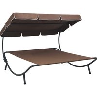 Berkfield Home Outdoor Lounge Bed with Canopy Brown