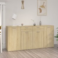 Berkfield Home Sideboard Sonoma Oak 160x36x75 cm Engineered Wood in Brown | Size: 160 x 36 x 75 cm