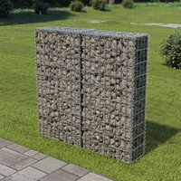 Berkfield Home Gabion Wall with Covers Galvanised Steel 100x20x100 cm in Silver | Size: 100 x 20 x 100 cm