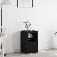 Berkfield Home Sideboard with LED Lights Black Oak 41x37x67 cm | Size: 41 x 37 x 67 cm