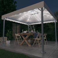 Berkfield Home Gazebo with LED String Lights 300x300 cm Cream Aluminium in Beige