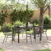 Berkfield Home Set of 3 Black PE Rattan, Powder-Coated Steel