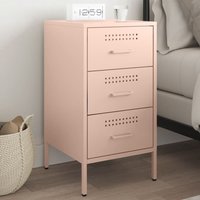 Berkfield Home Bedside Cabinet Pink 36x39x68 cm Steel | Size: 36 x 39 x 68 cm