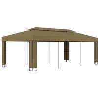 Berkfield Home Gazebo with Double Roof 3x6 m Taupe 180 g/m ² in Beige