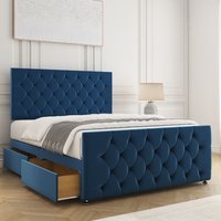 Maya Plush Velvet Divan Bed 24" Headboard 2Drawers Footend & Mattress Double