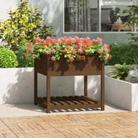 Berkfield Home Planter with Shelf Honey Brown 82.5x82.5x81 cm Solid Wood Pine