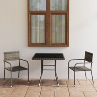 Berkfield Home 3 Piece Garden Dining Set Poly Rattan Anthracite & Grey