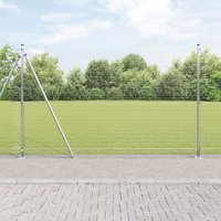 Berkfield Home Welded Wire Fence with 13 Flanged Posts 1.5x50 m Galvanised Steel in Silver