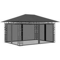 Berkfield Home Gazebo with Mosquito Net 4x3x2.73 m Anthracite 180 g/m ² in Black