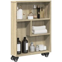 Berkfield Home Narrow Storage Trolley Sonoma Oak 48x13x68 cm Engineered Wood in Brown | Size: 48 x 13 x 68 cm