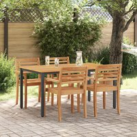Garden Table 150x90x75 cm Solid Acacia Wood & Metal x 90 x 75 cm