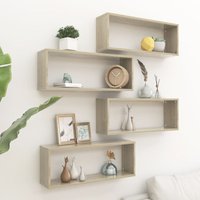 Berkfield Home Wall Cube Shelf 4 pcs Sonoma Oak 60x15x23 cm Engineered Wood in Brown | Size: 60 x 15 x 23 cm