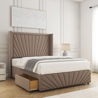 BSSPOKE Nola Divan Bed Plush Velvet 54"Headboard 2Drawers Footend No Mattress in Bronze | Size: Super King