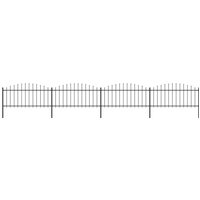 Berkfield Home Garden Fence with Spear Top Steel (0.5-0.75)x6.8 m Black