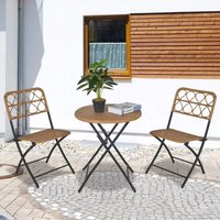 2 Seater Foldable Rattan Bistro Set Coffee Table Pack