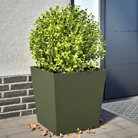 Garden Planters Olive Green 2 pcs 50x50x50 cm Steel x 50 x 50 cm