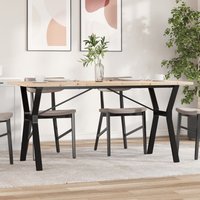 Berkfield Home Dining Table Y-Frame 140x80x75.5 cm Solid Wood Pine & Steel in Brown
