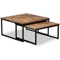 Berkfield Home Nesting Coffee Table Set 2 Pieces Solid Reclaimed Teak in Brown