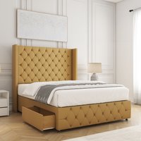 Ruby Divan Bed Plush Velvet 54"Headboard 2Drawers Footend No Mattress Super King
