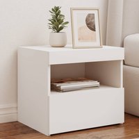 Berkfield Home Bedside Cabinet with LED Lights White 50x40x45 cm | Size: 50 x 40 x 45 cm