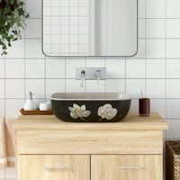 Berkfield Home Countertop Basin Grey & Black Rectangular 48x37.5x13.5 cm Ceramic