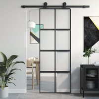 Sliding Door 76x205 cm Tempered Glass & Aluminium