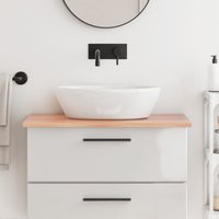 Berkfield Home Bathroom Countertop Light Brown 80x50x2 cm Treated Solid Wood | Size: 80 x 50 x 2 cm