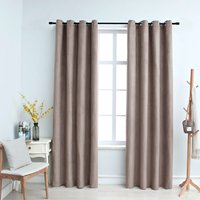 Berkfield Home Blackout Curtains with Metal Rings 2 pcs Taupe 140x175 cm
