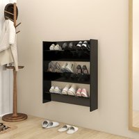 Berkfield Home Wall Shoe Cabinet Black 80x18x90 cm Engineered Wood | Size: 80 x 18 x 90 cm