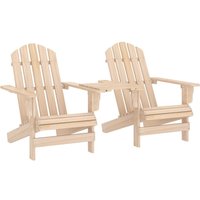 Berkfield Home Garden Adirondack Chairs with Tea Table Solid Fir Wood in Brown
