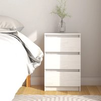 Berkfield Home Bedside Cabinet White 40x29.5x64 cm Solid Pine Wood