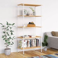 Berkfield Home 5-Tier Shelving Unit White & Oak 80x40x163 cm | Size: 80 x 40 x 163 cm