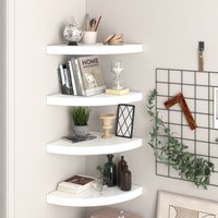 Berkfield Home Floating Corner Shelves 4 pcs High Gloss White 35x35x3.8 cm MDF