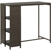 Berkfield Home Bar Table with Storage Rack Brown 120x60x110 cm Poly Rattan | Size: 120 x 60 x 110 cm