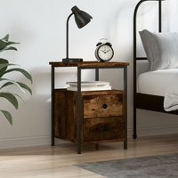 Berkfield Home Bedside Cabinet Smoked Oak 34x35.5x50 cm Engineered Wood in Brown