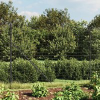 Berkfield Home Wire Mesh Fence with Spike Anchors Anthracite 1.4x10 m in Black