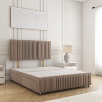 BSSPOKE Rosie Plush Velvet Divan Bed 24"Headboard 2Drawers Footend No Mattress in Bronze | Size: Super King
