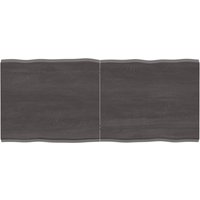 Berkfield Home Table Top Dark Grey 140x60x(2-4) cm Treated Solid Wood Live Edge in Brown